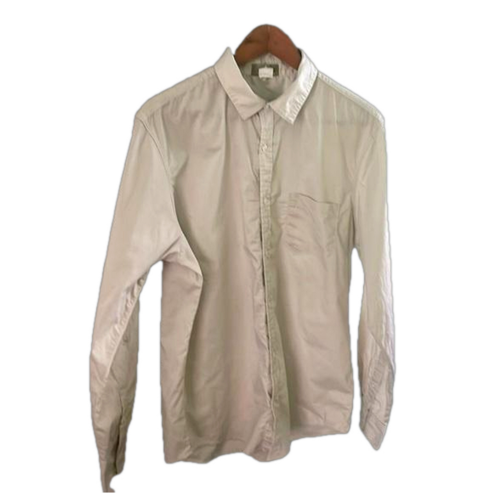 Todd Smith M 100% cotton light tan khaki  button down long sleeve shirt